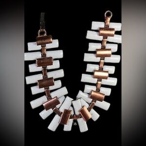 1950'S VINTAGE MATISSE RENOIR COPPER WHITE ENAMEL BRACELET